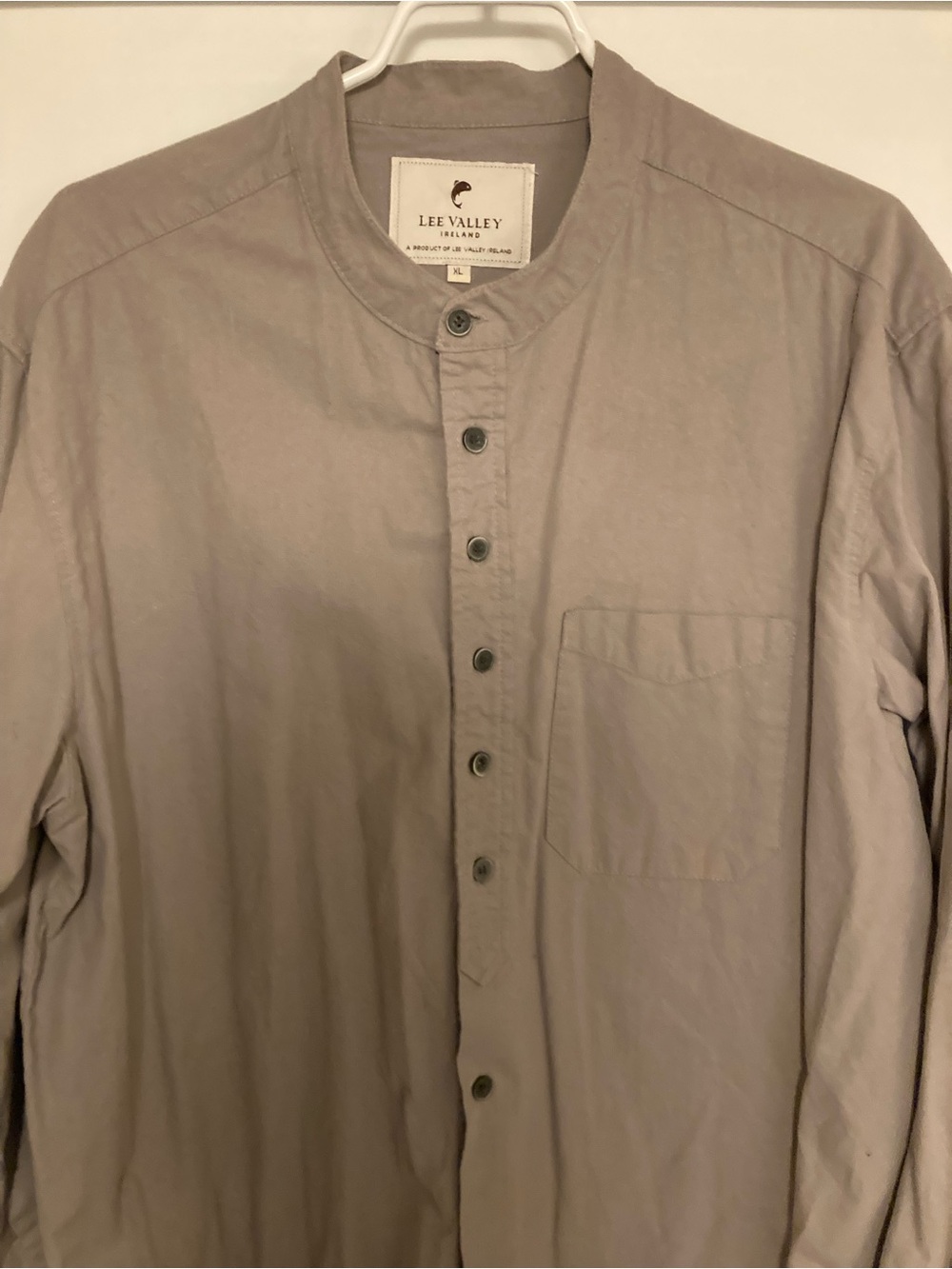 LEE VALLEY of IRELAND 
Traditional, Irish Grandfather Shirt.
Size UK XL/46in.